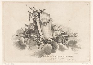 Cartouche with Agricultural Objects (series title: X Suite of Cartels and Trophies) by Louis Germain