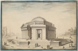 Hexagonal Temple in an Italianate Landscape by Louis Gustave Taraval