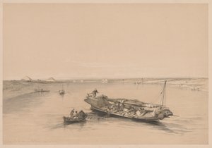 Egypt and Nubia: Volume I - No. 4, Slave Boats on the Nile, View Looking Towards... by Louis Haghe