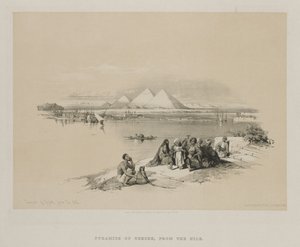 Egypt and Nubia, Volume I: Pyramids of Geezeh, from the Nile by Louis Haghe