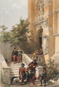 Heidelberg (servants and courtiers on the marble porch of a castle)