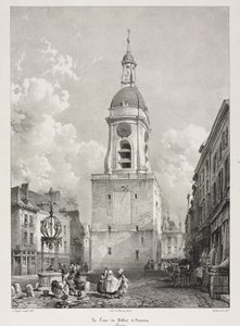 Picturesque and Romantic Travels in Old France, Picardie: The Belfry Tower of Amiens, Picardie (after François Bonhommé)