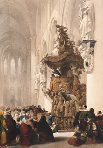 Pulpit in St. Gudule, Brussels by Louis Haghe