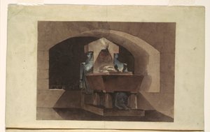 Sepulcher in Egyptian Style with Caryatids and a Lion, ca. 1779–84 by Louis-Jean Desprez
