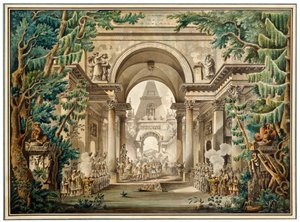 Procession in a Temple. Set Design for a Theatre Play