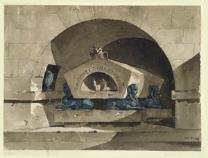Sepulcher in Egyptian Style with Sphinxes and an Owl by Louis Jean Desprez