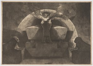Tomb with Death Standing by Louis Jean Desprez