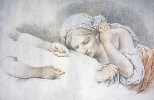 A Young Girl Resting Her Head on the Lap of Another Girl