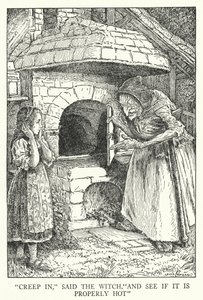 Creep in, said the witch, And see if it is properly hot by Louis John Rhead