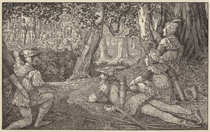 Espied a Group of Foresters and Two Captives by Louis John Rhead