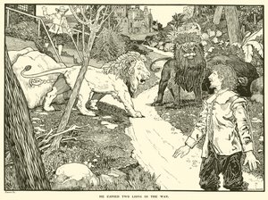 He Espied Two Lions in the Way by Louis John Rhead