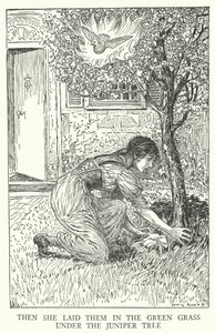 Then She Laid Them in the Green Grass Under the Juniper Tree by Louis John Rhead