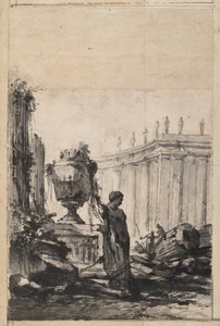 Architectural Fantasy with Vase, Herm, and Colonnade