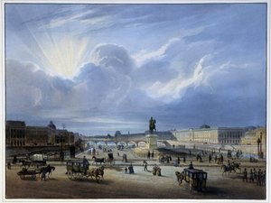 General View of the Louvre and the Statue of Henry IV - in Paris en 1837 by Arnout