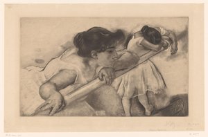 Two Ballerinas at a Ballet Barre by Louis Legrand (signed by artist)