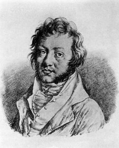 Portrait of Andre Marie Ampere, French physicist. Lithograph by Louis Boilly