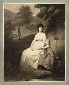 Portrait of Thérèsa Tallien and her daughter in a park by Louis Leopold Boilly