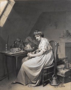 Young Girl with her Dog by Louis Leopold Boilly