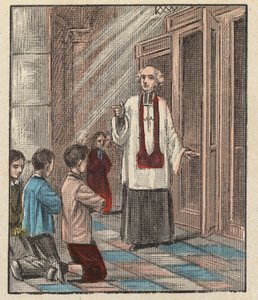 First communion preparation - Engraving from 