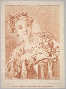 A Young Girl holding a Cat, 1769