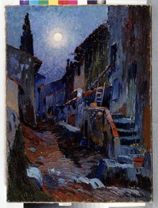 Auriol, Alley with Moonlight by Louis Mathieu Verdilhan