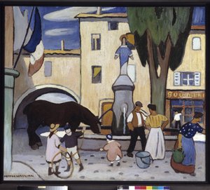 La Fontaine de Trets au Cheval Noir by Louis Mathieu Verdilhan