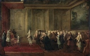 The Reception of Cornelis Hop (1685-1762) as Legate of the States-General at the Court of Louis XV, 24 July 1719 by Louis Michel Dumesnil