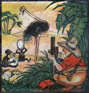 Nestor Fenleroc, European colon photographs an ostrich in Africa. 1923