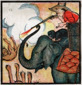 Nestor Fenleroc, European settler kills lions by shooting at an elephant in Africa
