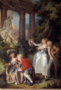 Offering a Galante Venus Scene in a romantic landscape of ancient ruins