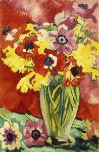 Crystal Vase with Anemones and Daffodils by Louis Valtat