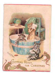 Two Cats in a Bathtub While Two Mice Play with a Bar of Soap, c.1880 by Louis Wain