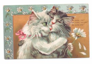 Two Cats Hugging Each Other, c.1910 by Louis Wain