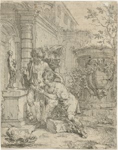 Two Boys by a Statue of Venus