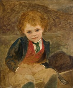 Study Of A Boy Sitting In A Wheelbarrow, 1890 by Louisa Starr