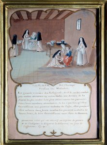 Religious of the abbey of Port-Royal-des-Champs caring for the sick by Louise Madelaine (after) Cochin