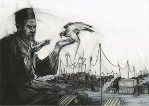 Old Man and Falcon by Lourens Joubert