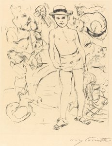 Boy Wearing Bathing-Trunks and Straw Hat by Lovis Corinth