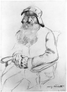 Seated Bearded Old Man with a 16th Century Helmet, Front View (Study for Götz von Berlichingen) by Lovis Corinth