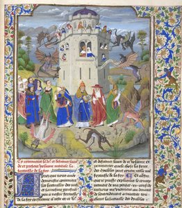 Fortress of Faith Miniature of the Saints Gregory, Augustine, Jerome, and Ambrose Fighting Demons