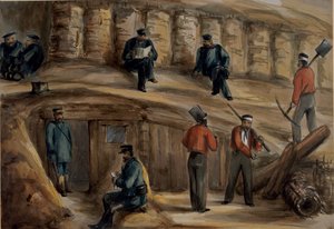 Gunners of the Royal Regiment of Artillery resting in the trenches of Sebastopol, c.1855