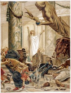 Saint Martin destroying the idols of paganism, from painting by Merson by Luc Oliver Merson