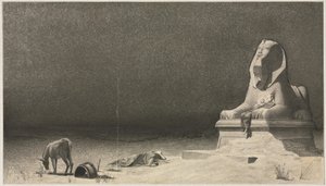 The Rest on the Flight into Egypt (detail), Sketch of a Sphinx verso, c. 1879-80 by Luc Olivier Merson