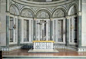 Marble Apse and Terracotta Crucifix by Luca Della Robbia