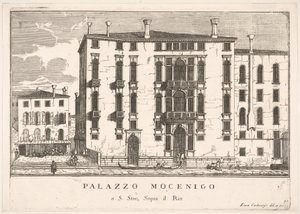 Plate 91: View of the Mocenigo Palace in Campo San Stae, Venice, 1703, from The buildings, 1703 by Luca Carlevarijs