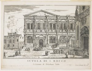View of the Confraternity of St. Rocco, Plate from The Buildings and Views of Venice by Luca Carlevaris