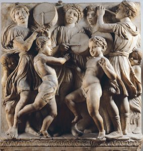 Children and cherubs dancing, singing and playing (detail) by Luca Della Robbia