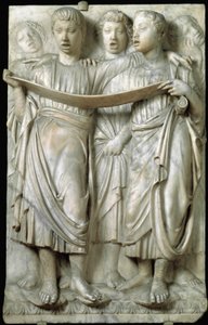 La Cantoria or Children Singing in Choir (Marble Relief by Luca della Robbia, c.1400-1482, Quattrocento) by Luca Della Robbia