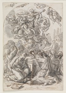 Assumption of the Virgin; Reverse: Head of a Woman and Child by Luca Giordano