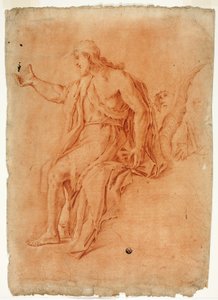 Saint John the Baptist Preaching (recto); Male Nude with Raised Arms and Sketches of Heads (verso) by Luca Giordano